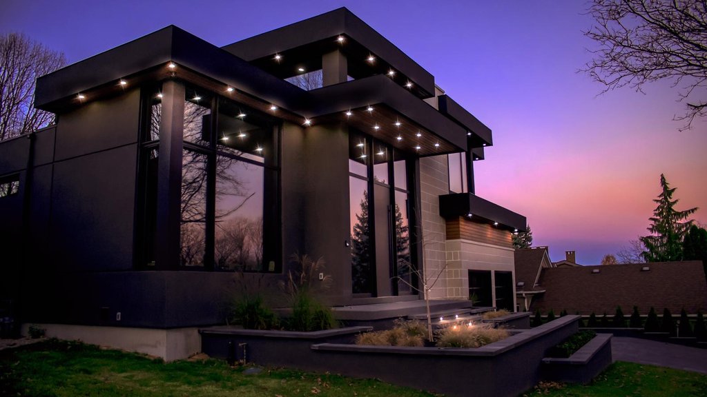 Evening view of a front of a home