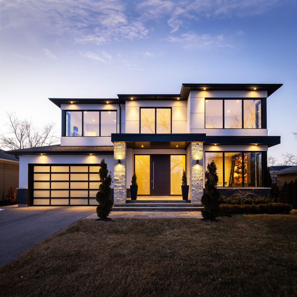 The outside view of a high-end home renovation.